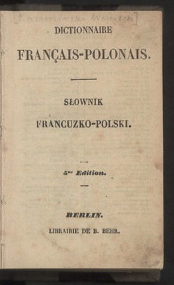 Dictionnaire français-polonais. Kazimirski de Biberstein. 1849