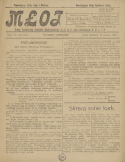 1919 m. birželio 15 d. laikraščio „Młot“ numeris – Lietuvos ir Baltarusijos komunistų partijos centrinio komiteto organas.